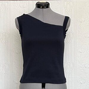 90's BCBG navy Asymmetrical top and pants - size 6 - Small